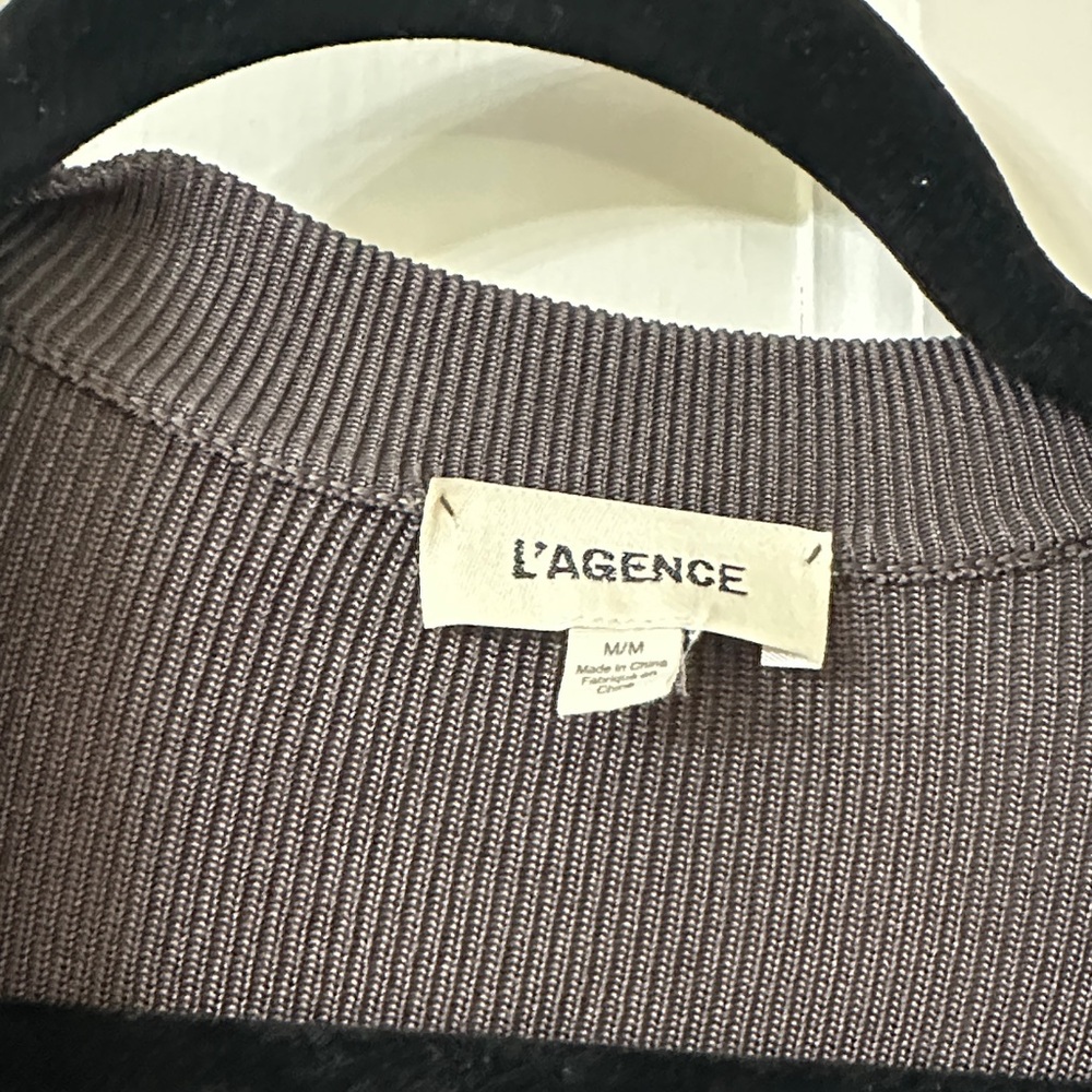 L'AGENCE Taupe Ribbed Knit Top